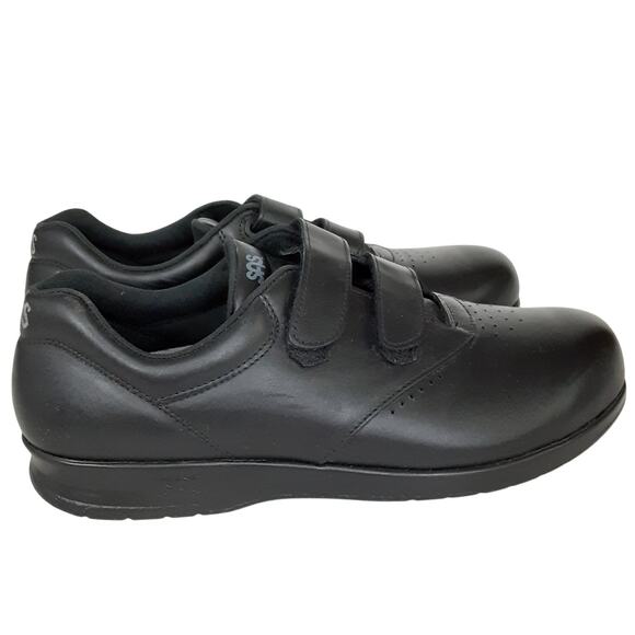SAS Me Too EZ Strap Walking Shoes Black Leather Comfort Shoe Womens 10N Orthotic - Picture 3 of 10